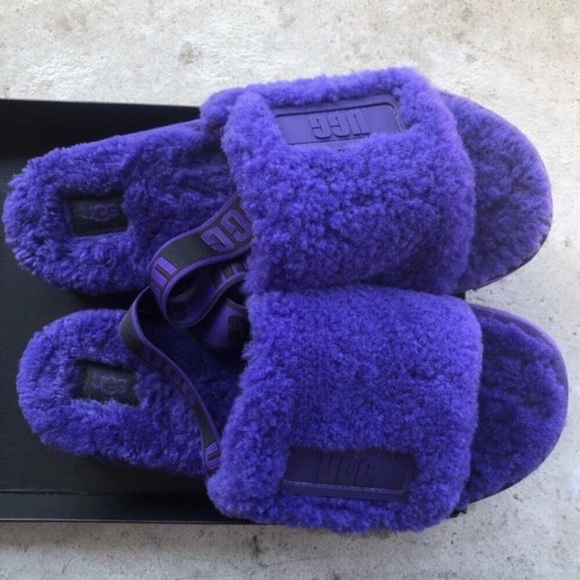 UGG fluffy platforms slide in purple - Picture 6 of 7